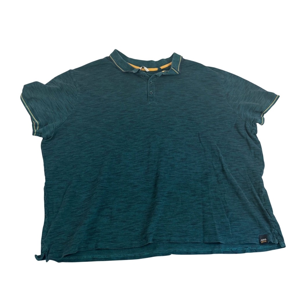 Authentic Apparel Mens Teal Slub Knit Polo Shirt Short Sleeve Contrast Trim 60